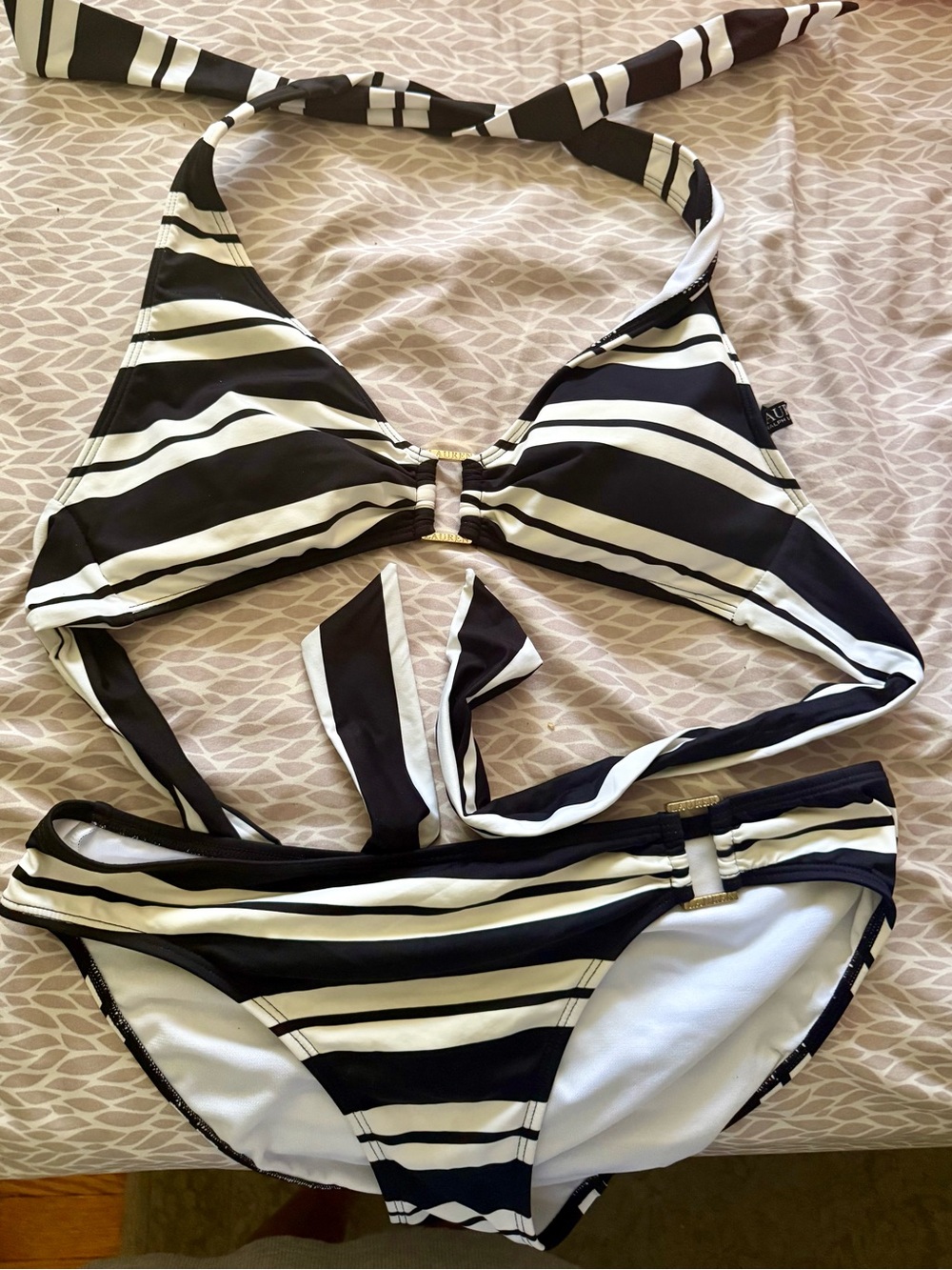 Ralph Lauren Striped Black and White Two-Piece Bikini
